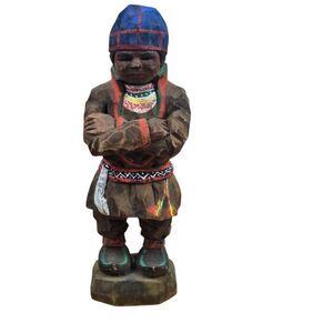 Torborg Lindberg-Carlson Sami Male Man Carved Wood Figurine 4.5" Signed
